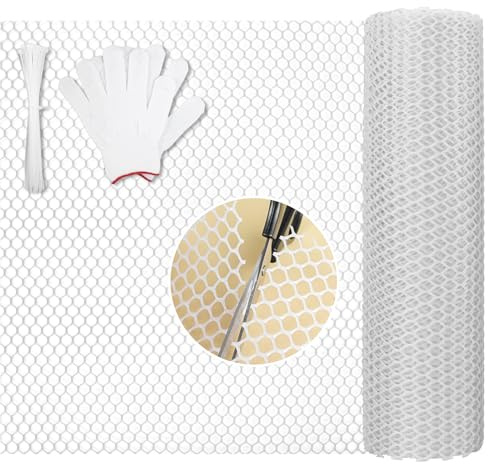 3m Chicken Wire Mesh Roll Coastal-Grade Durability for home and garden fencing Chicken Wire Plastic Mesh Fencing Weather-Resistance for Planting,Garden Netting Mesh&Chicken Pet Fence(White)