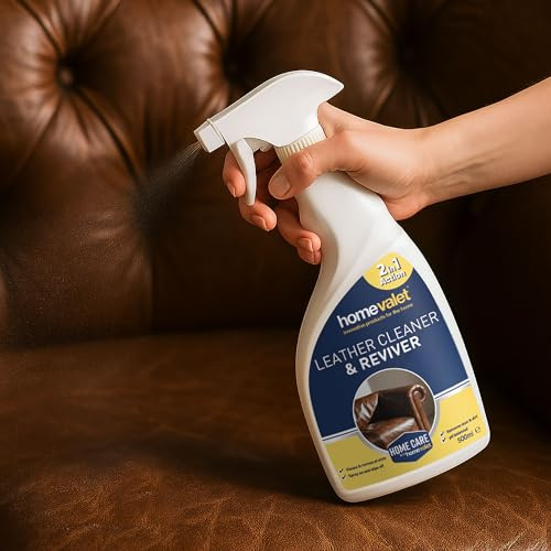 The Homevalet Company Premium Leather Cleaner Conditioner and Reviver Leaves a Stain and Liquid resisitant finish for use on Leather Sofa's Chairs and other surfaces 500ml