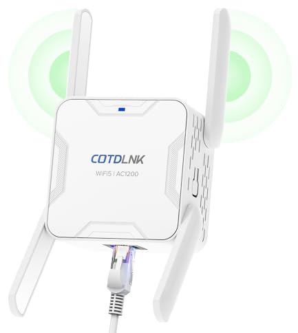 2026 COTDLNK Repetidor WiFi Amplificador WiFi Extensor de Red WiFi con Incorporado PA 1200Mbps 5GHz y 2.4GHz Amplificador de Internet Inalámbrico Doble Banda, Enchufe de la UE (arroz Blanco)