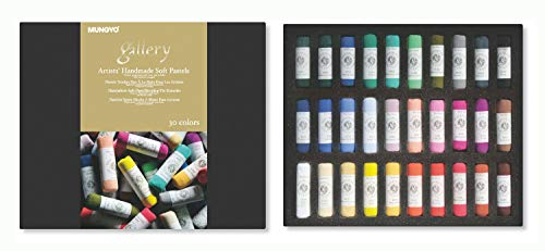 Mungyo MPHM-30 Gallery Artists' Handmade Soft Pastels, Set of 30 Hand-Rolled Pastels in Artist Quality, Soft Consistency