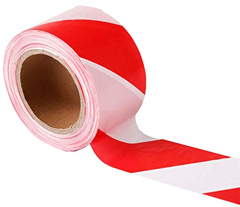 TopSoon Nicht-Adhäsives Polyethylen Warn Barrier Band 2.8inch x 660ft Rot und Weiß Gefahrenwarnband Klebeband für Gefahrenbau Polizei Tatort