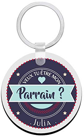 Porte clés à personnaliser avec prénom veux tu être mon PARRAIN - cadeau personnalisé parrain - porte clé parrain - idée cadeau naissance parrain