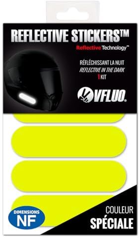 VFLUO - Kit 4 Streifen Fluoreszierendes Gelb Reflektierende Aufkleber für Motorradhelm - zugelassen für FR-Maße - Hohe Qualität und Sichtbarkeit, 3M™-Technology – diskret und Design – maximaler Halt