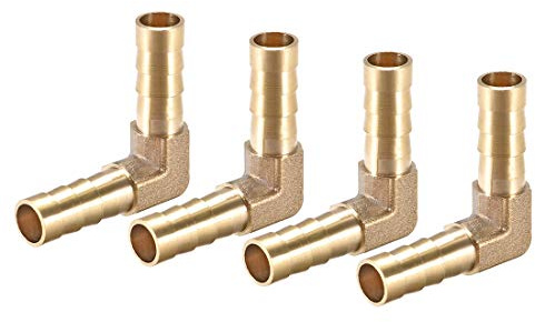 sourcing map Raccord Cannelé Tuyau Laiton Barbelé 90 Degré 8mm 4pcs | Coude Tuyau Connecteur Coupleur Tuyau Adaptateur