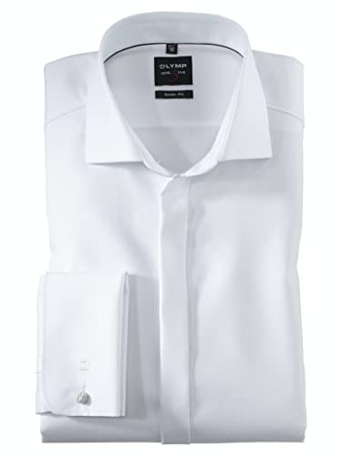 OLYMP Herren Hemd Langarm 076865 Faux Uni Body Fit Royal Kent Weiss, 42
