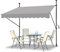 Klemmmarkise Balkon, Markise Einziehbar Manuell, Handkurbel, höhenverstellbar, UV-beständig, ohne Bohren, 100% Polyester (300x120cm, Grau)