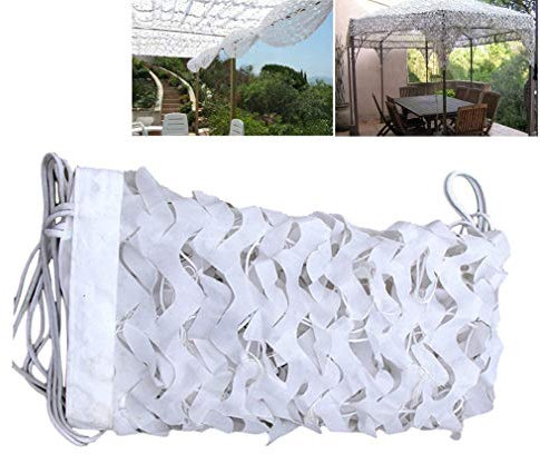Filet de Camouflage,150D Polyester Blanc Toile D'Ombre,Filet de Protection Solaire ExtéRieur,pour la Chasse Militaire L'armée Tente Jardin Décoration Cache Voiture Auvents Terrasse(2x4m/6.6x13ft)