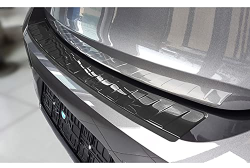 Avisa Schwarz Edelstahl Heckstoßstangenschutz kompatibel mit Opel Corsa F Edition/Elegance HB 5-türer 2019- 'Ribs' (exkl. Equipment Ultimate)