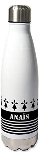Amikado Gourde Marinière personnalisée (Gwenadu) - Thermos Personnalisé - Bouteille Isotherme 500ml avec Bouchon - Cadeau Personnalisé - Thermos café