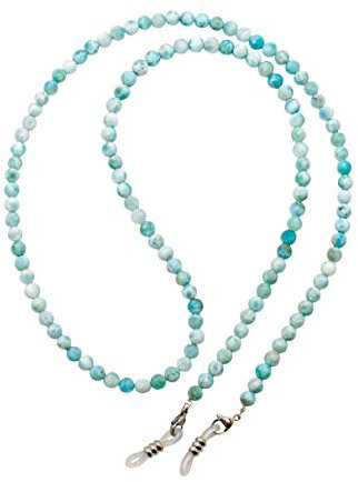 rainbow safety Brillenkette Brillenband Brillenhalter Schlangenkette Natürliche Edelstein Perlen Amazonit Achat Tigerauge Amethyst RC (Larimar Facettiert)
