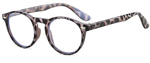 Suertree Blaulichtfilter Lesebrille Computer Gaming Runde Brillen PC Anti Müdigkeit Lesehilfe UV-Schutz für Herren Damen Grau 1.0x