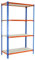 Simonrack Schwerlastregal, Lagerregal, 150x90x40 cm, Metallregal, Kellerregal, Biegestelle 150 kg, 4 Holzfachböden, Blau/Orange/Holz - Maderclick