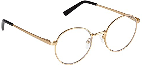 Edison & King Brille Delight mit Blaulichtfilter - Optikerqualität (Gold-Antique, ohne Stärke)