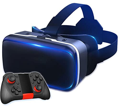 RSGK VR headset with controller VR virtual goggles, suitable for 4.7”-6.6” mobile phones, 3D games and VR video gifts for children and adults