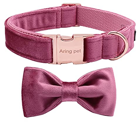 ARING PET Fliege Hundehalsband-Samt-Hundehalsbänder mit Abnehmbarer Fliege, verstellbares weiches Samt-Schleifenhalsband Geschenk für Mädchen und Jungen, bequemes Hundehalsband