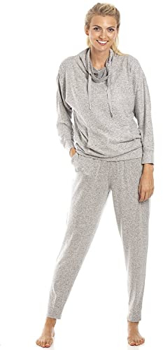 Camille Women's Pyjamas 2-Piece Set - Knitted Hacci Full Length Ladies' PJs - Cowl Neck Long Sleeved Top & Elasticated Waist For Ultimate Comfort and Warmth