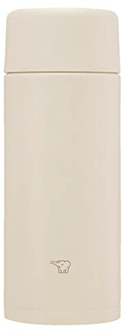 Zojirushi SM-ZB36-CM Botella de agua sin costuras de 12 fl oz (360 ml), con tornillo, taza de acero inoxidable, beige arena, arandela y arandela integradas, fácil de limpiar, 2 piezas solo