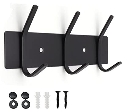 SYPEN Wall Coat Hook, Wall Coat Rack,Metal Hook Rack for Bedroom, Bathroom, Kitchen, Coat Hook for Clothes, Jacket Holder，Black