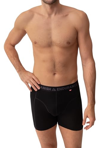 DANISH ENDURANCE Merino Wool Boxers, Odour Resistant, Anti Chafing Hiking Boxers, Optional Fly, 1 or 2 Pack, Black Melange, S
