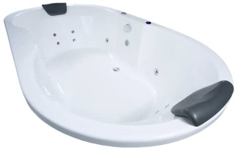 Basera® BASIC Indoor Podest-Whirlpool Badewanne Corvo 195 x 100 cm mit 12 Massagedüsen, LED-Ambiente