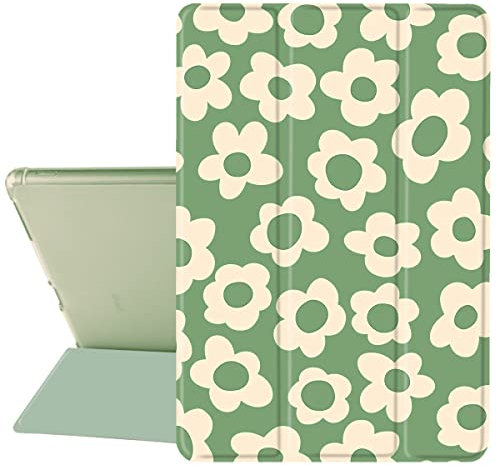 MAYCARI Cute Green Flower Case for iPad mini 6, 8.3 inch with Pencil Holder, Auto Sleep/Wake, Soft TPU Back Protective Case