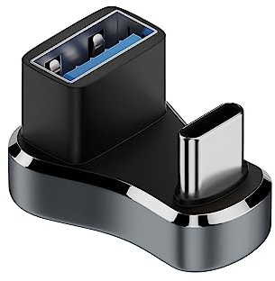 QIANRENON Breiter USB C auf USB3.1 U Förmig Winkel Adapter 10Gbps Type C Stecker auf USB3.1 Buchse Weiter Abstand 180 Grad Anschluss 36W Aufladen (Nur C auf A) LED/Aluminium, für Steam Deck Tablet