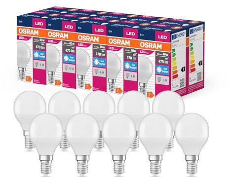 Osram LED Star Value Classic P40 LED Lampe für E14 Sockel, Tropfenform, FR, 470 Lumen, tageslichtweiß (6500K), Ersatz für herkömmliche 40W Glühbirnen, nicht dimmbar, 10er-Pack