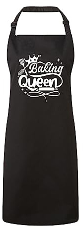 Hoolaroo Funny Baking Queen Apron For Women, Kitchen Gift For Men, Cooking Present For Chef (Black)