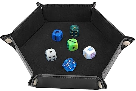 Troonz Almacenamiento para Dado | Soporte de Cuero PU y Alfombrilla para Dado | Bandeja Hexagonal con Cuencos de Almacenamiento Juegos Mesa Portátiles [Video Game]