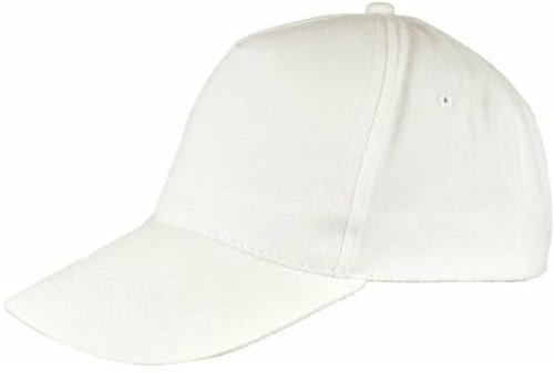 Brushed 5 Panel Baseball Cap - White, blank, XL