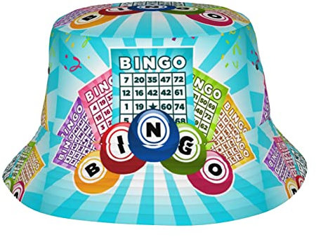 SJOAOAA Fischerhut, Bingo-Karten und Bälle, Unisex, Fischerhut, Reise, Strandhut, modisch, verstaubar, Sonnenhut für Erwachsene, Schwarz, Schwarz , One size