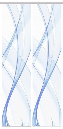 VISION S PACOLIA Schiebegardine, halbtransparente, 260x60 cm, grau, Wellenmotiv, Farbe:blau, Größe:260 x 60 cm, Anzahl:2er Set (2X)