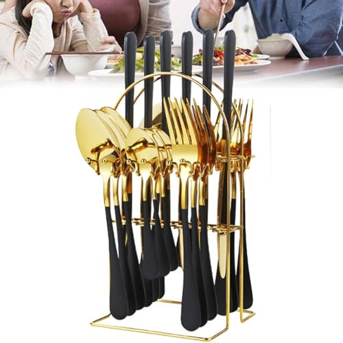 YSFHYAN Juego De Cubiertos Colgantes De 24 Piezas, Juego De Cubiertos Elegant Life, Uso Multiusos para El Hogar Y La Cocina para 6, Adecuado para Bodas, Cumpleaños, Picnic Al Aire Libre