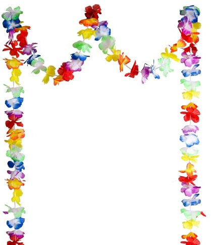 douyif Hawaiian Girlande De Blumen Hibiskus Hawaiian Blumengirlande Deko Hawaiian Garland Hibiscus für Hawaii Tropische Karneval Sommer Strand Theme Aloha Tiki Party Hängedeko (4 Meter)