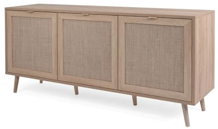 Furn.Design Sideboard in Eiche Sonoma mit Bast - Dekor, Kommode skandinavisch, für Wohnzimmer, Esszimmer und Flur, 150 x 71 cm Niran (150 cm)