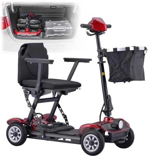 Folding Powered Mobility Scooter for Seniors, Travel-Friendly, Load 150Kg/331 Lb, Includes Charger and Basket
