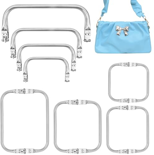 4Pcs 16/18/20/25cm Borsa in Alluminio Manico Borsa Cornice,Kiss Clasp Telaio Interno Tubolare A Forma,Clic Clac per Borse,Chiusura per Borsa Clic Clac per Borsa Frizione Artigianato Progetti Fai da Te