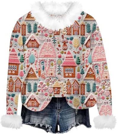 Kashmiri Pullover Damen Langer Herbst Thermopulli Damen Pullover Winter Mode Dicke Sweater Damen Oversized Damenpulli Klassische Weihnachten Pullover Damen Pullover Merinowolle Damen(2-Light pink,XL)