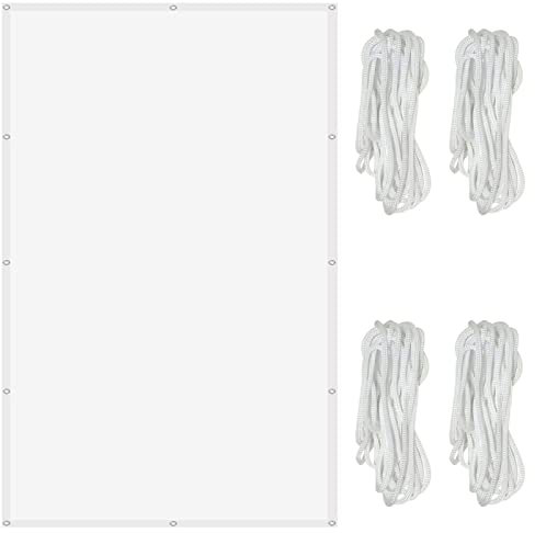 Voile d'ombrage blanc de qualité supérieure de 1,4 x 3,8 m avec corde gratuite pour terrasse, piscine et jardin, tissu respirant pour protection solaire et intimité