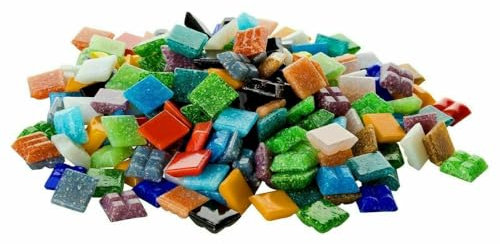 Zimasi 900g Glasmosaiksteine – 1x1 cm, ca. 1350 Stück – Premiumqualität für DIY-Projekte, Basteln, Mosaikdekorationen – Verlegefläche ca. 36 x 36 cm – Innen- und Außenbereich (Buntmix)