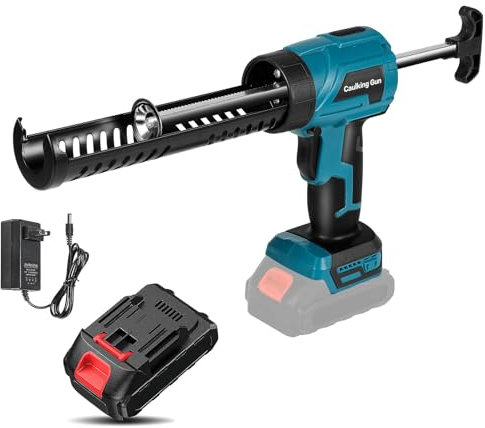 Akku Kartuschenpresse Kompatibel für Makita Akku Silikonpistole 18V Licht 4 Geschwindigkeiten einstellbar,Akku Kartuschenpistole mit 2000mAh,Anti-Tropf, für Abdichten, Spachteln, Abdichte (1 Akku)