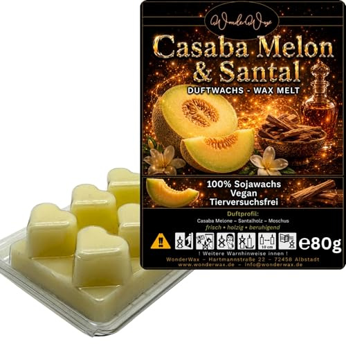 WonderWax® Duftriegel 6 x Duftwachs Herzen Weiß Casaba Melon & Santal | Farbe: Weiß | Raumduft für Duftlampen, Wax Melt, Sojawachs, Indoor Duftöl Wachs schmelzen für Aromalampe
