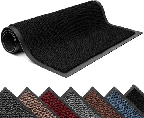 Lexell Door Mats Indoor Highly Absorbent Dirt Trapper - Heavy Duty Non Slip Rubber Back Washable Door Mat for Entrance, Kitchen, Outdoor Floor Mat (Black, 80 x 200 cm)