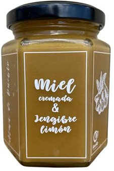 Miele puro d'api. Crema di Miel con Zenzero e Limone. Miele d'api naturale al 100%. Prodotto artigianale di propria raccolta. Sapore agrumato e rinfrescante. Origine: Spagna.