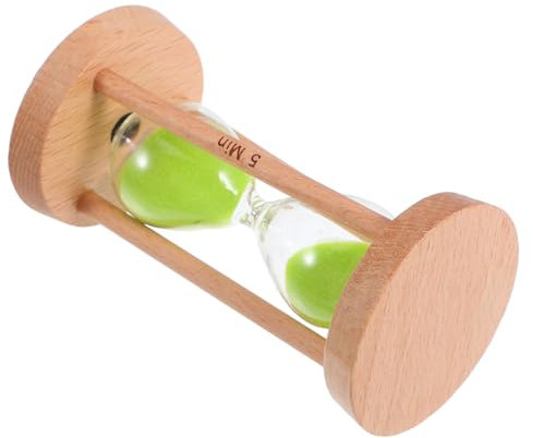 Cabilock Minuteur De Cuisine en Bois 5 Minutes Sablier Décoratif Mini Sablier Outil Éducatif Vert