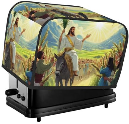 Jesus reitet auf einem Esel, bedruckte Toaster-Abdeckung, 2 Scheiben, Küche, Kleingerät, Staub- und Fingerabdruckschutz