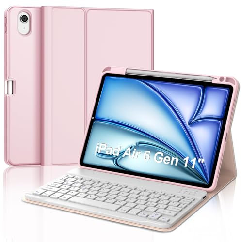 WINCHKING Tastiera per iPad Air 11 M3 2025/M2 2024, Bluetooth Rimovibile Custodia con Tastiera per iPad Air 6 Generazione 11 Pollici 2025/2024, Keyboard Italiano con Supporto Pencil, Rosa Chiaro