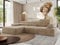 MKS MEBLE Ecksofa mit relaxfunktion elektrisch, Sofa L-Form - Rilasso - Beige Plüsch Links