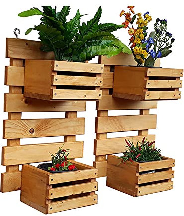 Wand-Pflanzgefäß aus Holz – Hängende Pflanzgefäße für den Innen- und Außenbereich, vertikale Garten- und Balkonanzeige, ideal für lebende Pflanzen und Orchideen