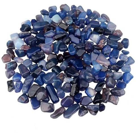 ginojex Gravier décoratif pour aquarium - 435 g - Gravier naturel broyé - Poli irrégulier - Vase - Pierres juteuses - Bleu